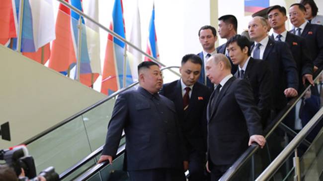 Treffen von Kim Jong-und und Wladimir Putin in Wladiwostok, Russland, 25. April 2019. 