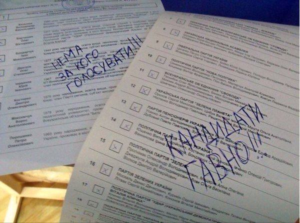 Живи, Новороссия!: что пишут на бюллетенях для голосования на Украине.