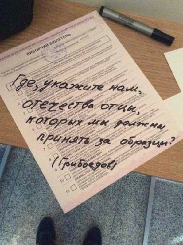 Живи, Новороссия!: что пишут на бюллетенях для голосования на Украине.