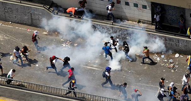 Proteste gegen den amtierenden Prsidenten Nicols Maduro in Venezuela